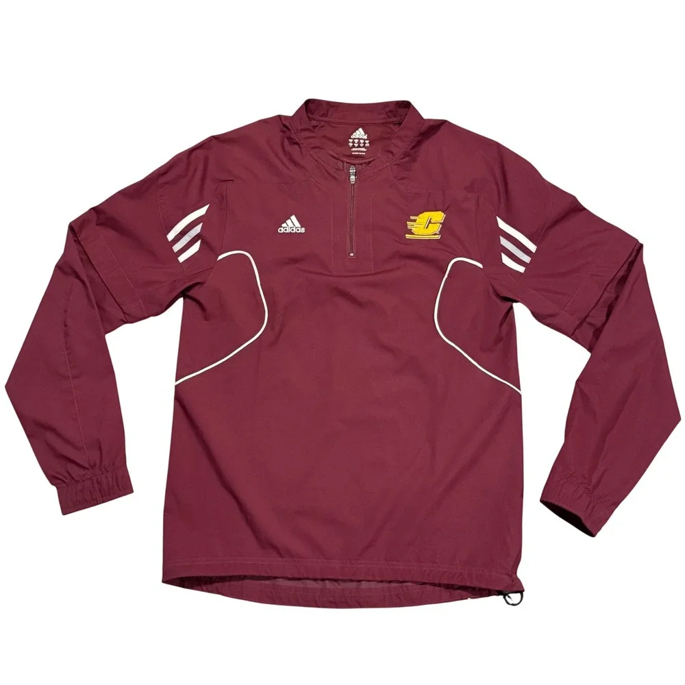 Adidas‎ Windbreaker Mens Xs Maroon Central Michigan Convertible 1/4 Zip Pullover